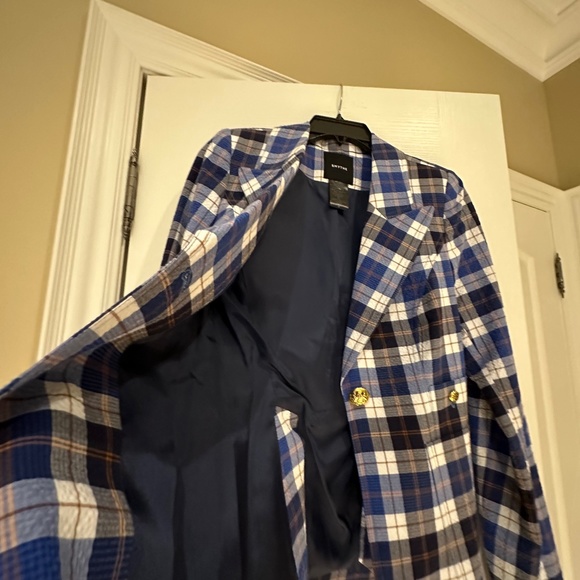 Smythe Patch Pocket Duchess Blazer Blue Plaid - Picture 13 of 15